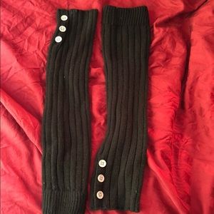 Brown buttoned leg warmers